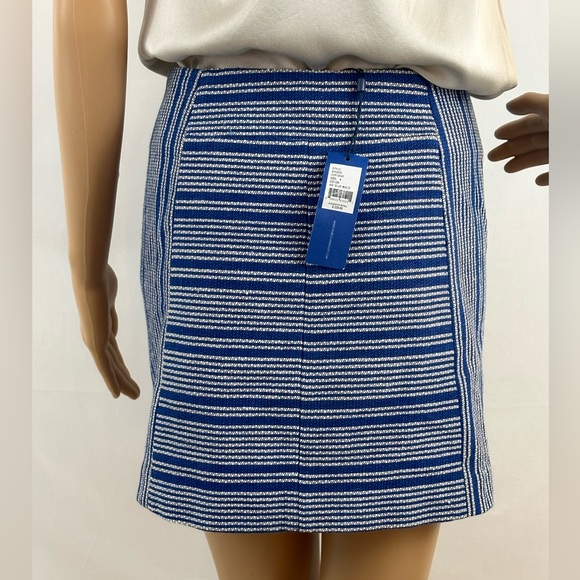 Rebecca Minkoff Asymmetrical Blue Striped Zipper Front Mini Skirt Size 4 - Picture 3 of 6
